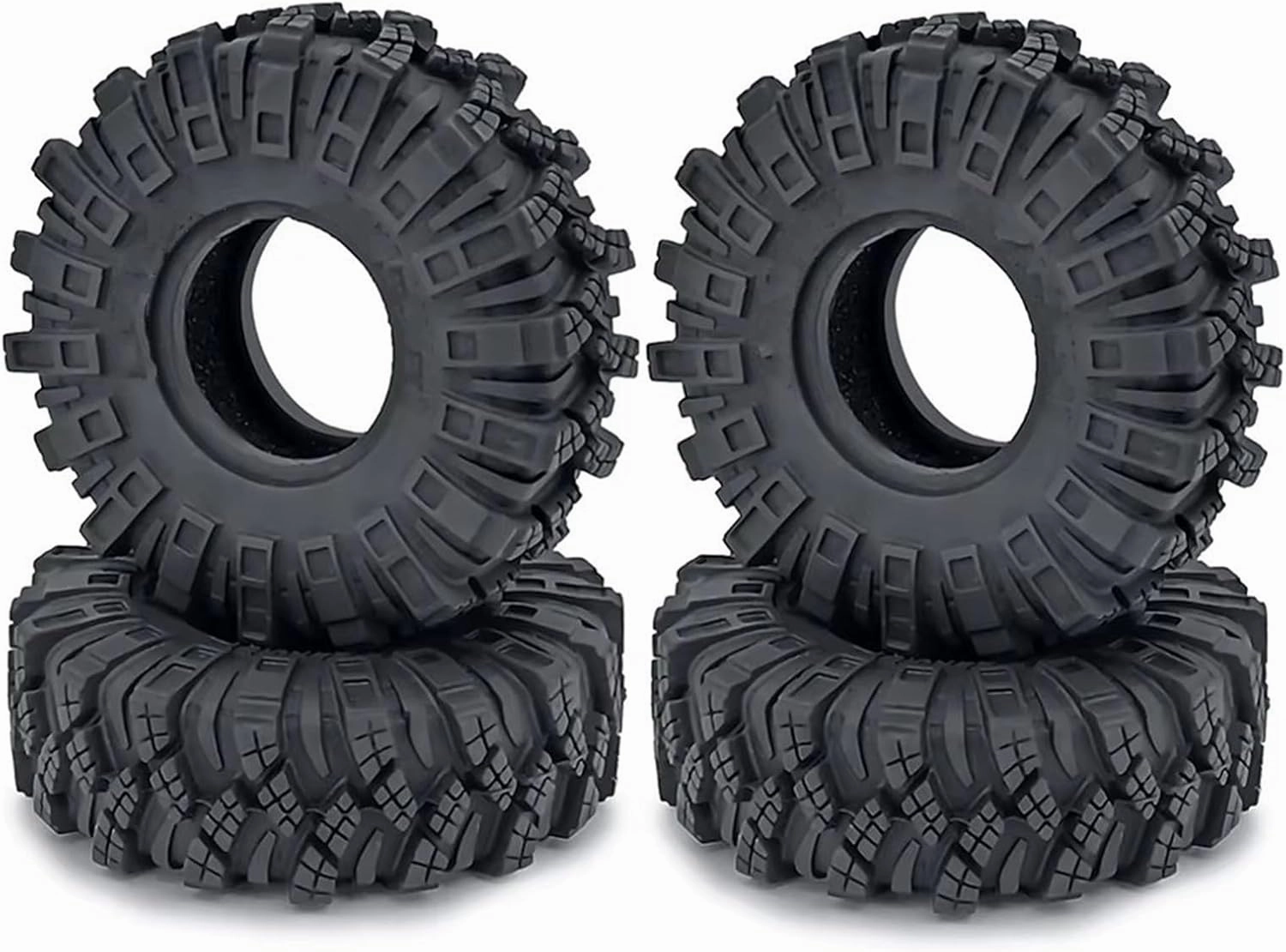 for Axial for SCX24 for FMS for FCX24 for Enduro24 4PCS 62mm 1.0 Inch Wheel Tires Soft Mud for Terrain Rubber Tyres for 1/24 RC Crawler Car RC Vehicle Wheels Tires