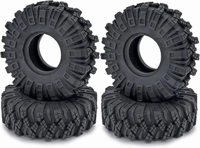 for Axial for SCX24 for FMS for FCX24 for Enduro24 4PCS 62mm 1.0 Inch Wheel Tires Soft Mud for Terrain Rubber Tyres for 1/24 RC Crawler Car RC Vehicle Wheels Tires