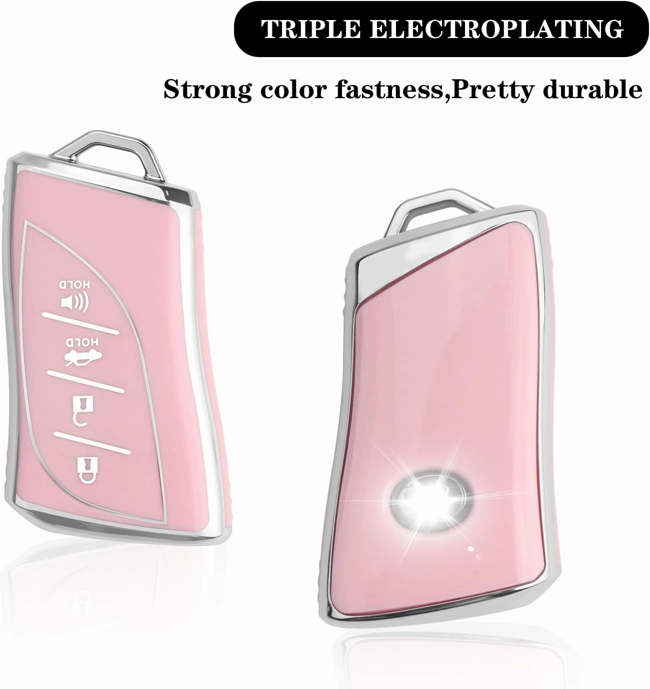 For Lexus Key Fob Cover Fit for 4 Buttons TPU Full Cover for Lexus ES350 ES300h UX200 LS500 LS500H LC500 LC500h (Pink)
