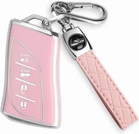 For Lexus Key Fob Cover Fit for 4 Buttons TPU Full Cover for Lexus ES350 ES300h UX200 LS500 LS500H LC500 LC500h (Pink)