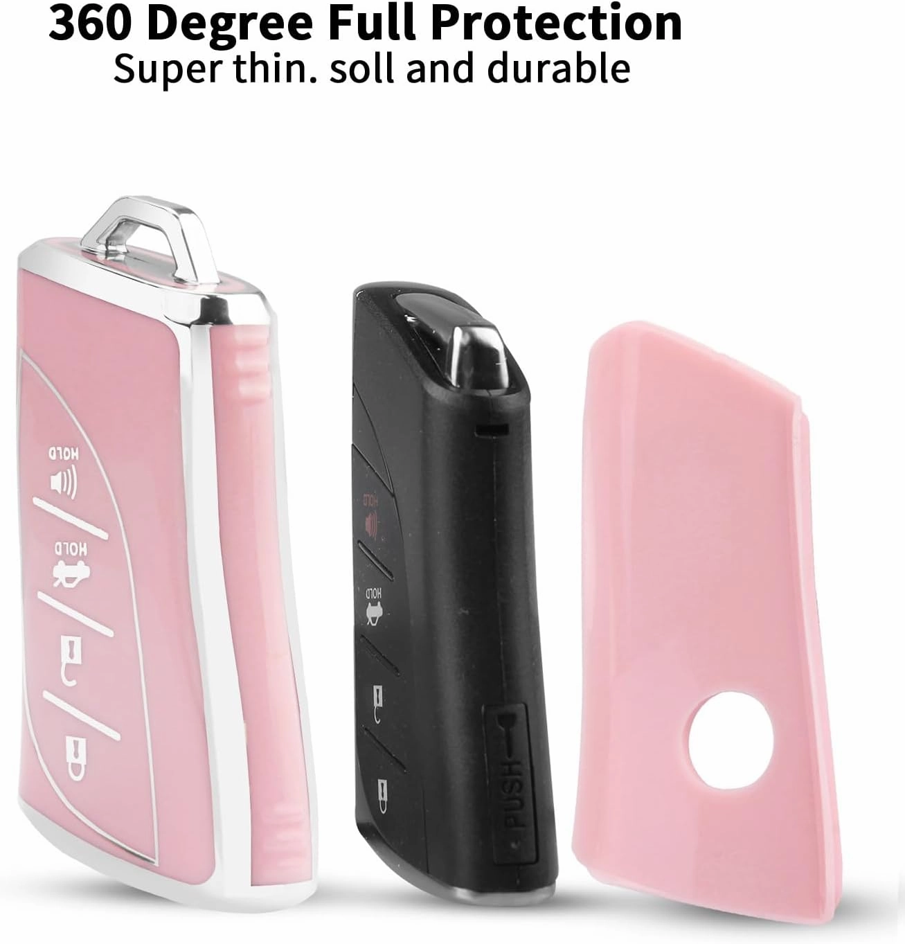For Lexus Key Fob Cover Fit for 4 Buttons TPU Full Cover for Lexus ES350 ES300h UX200 LS500 LS500H LC500 LC500h (Pink)
