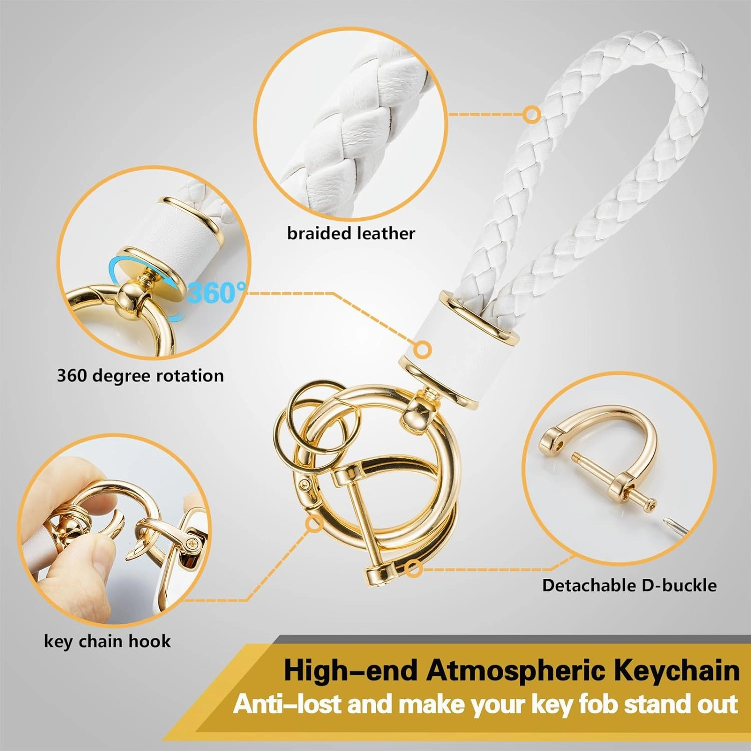 for Lexus Key Fob Cover with Metal Braided Rope Keychain, Upgraded Soft Case for ES LC LS (2018-2022), GX UX (2019-2022), NX/RC (2022) (4 buttons) Fob Shell (Gold, B1)
