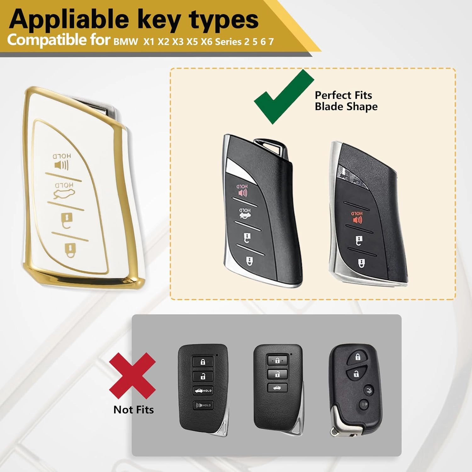 for Lexus Key Fob Cover with Metal Braided Rope Keychain, Upgraded Soft Case for ES LC LS (2018-2022), GX UX (2019-2022), NX/RC (2022) (4 buttons) Fob Shell (Gold, B1)