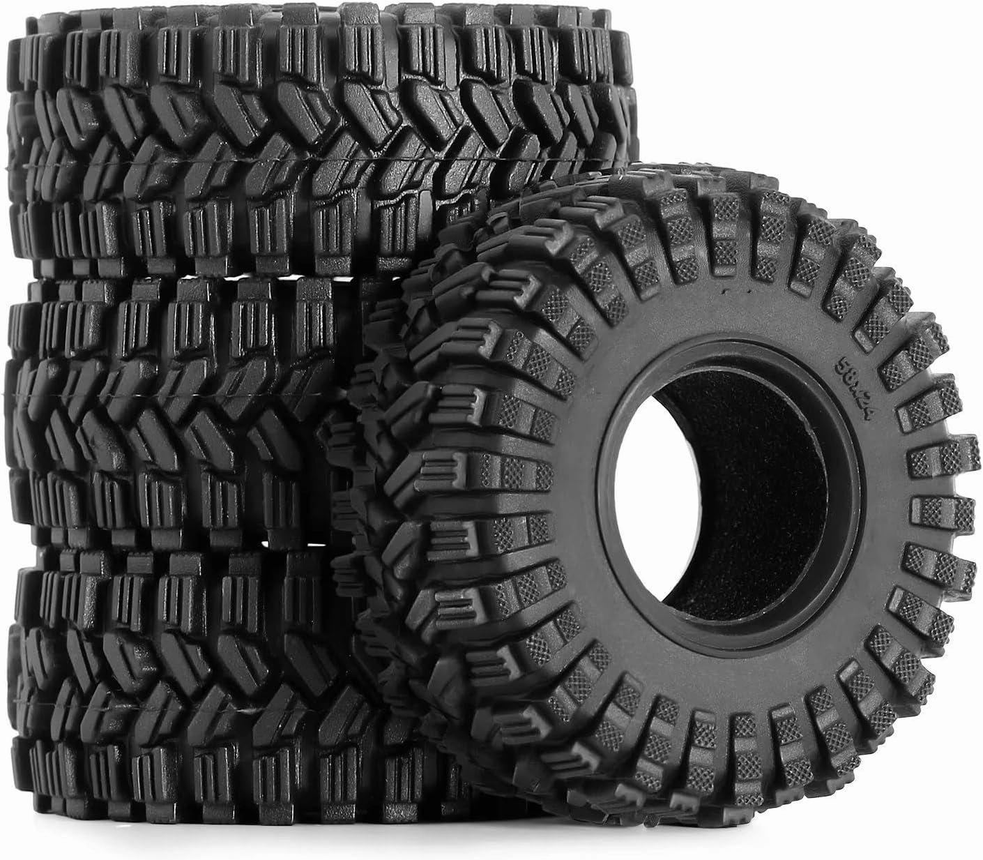 for SCX24 for AX24 for TRX4M for Super Soft Sticky All for Terrain 1.0 Wheel Tires 58 * 24mm for 1/18 1/24 RC Crawler RC Vehicle Wheels Tires