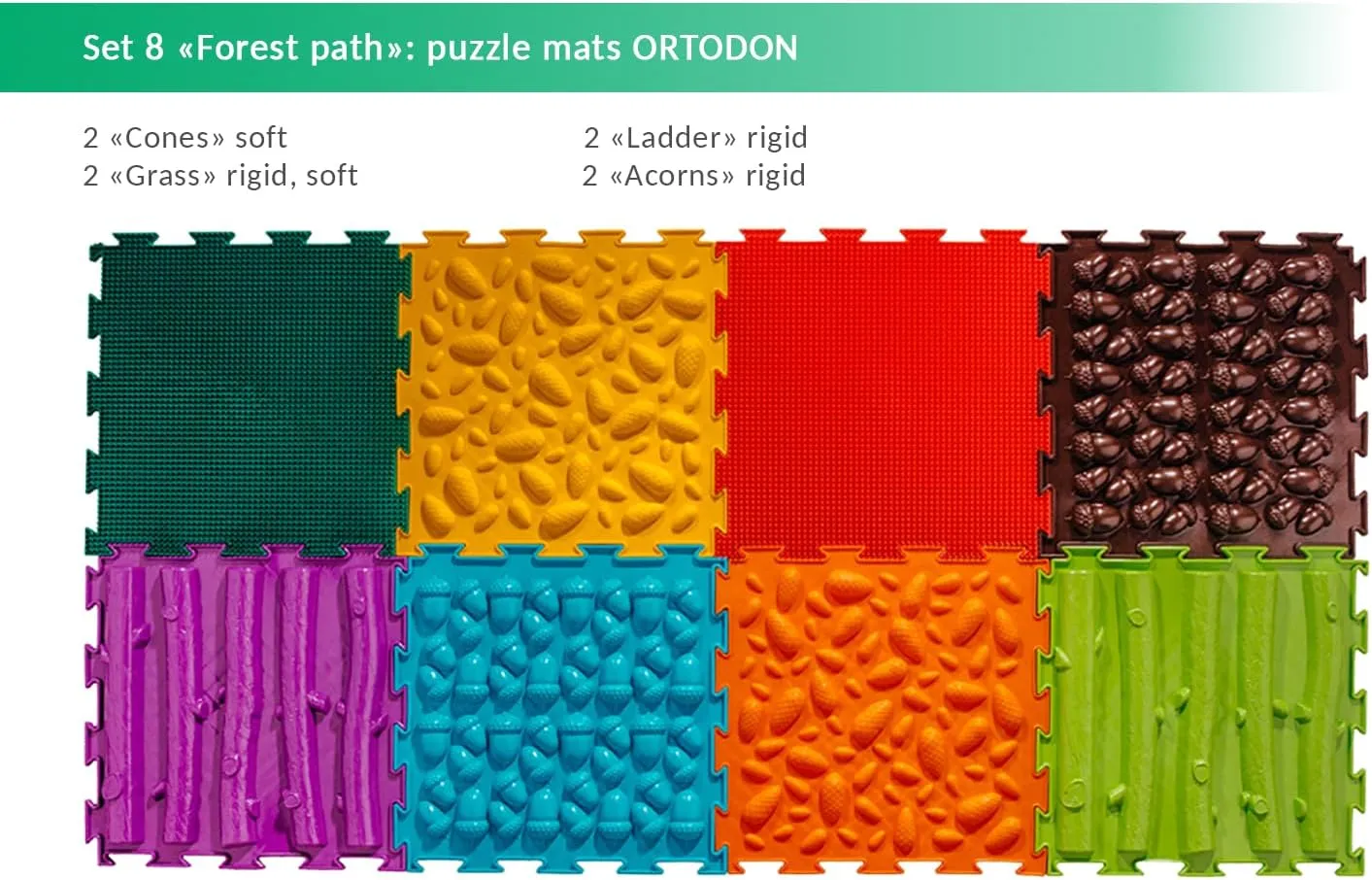 Forest Path Multi-Functional Sensory Mat for Autism 8 pcs Therapy and Play, Featuring Puzzle Tiles and Orthopedic Massage, Module Sensory Mat, Orthopedic Puzzle Mats