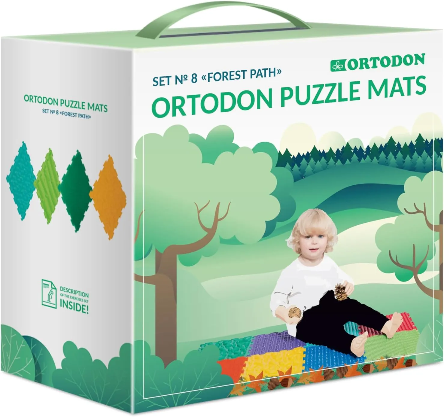 Forest Path Multi-Functional Sensory Mat for Autism 8 pcs Therapy and Play, Featuring Puzzle Tiles and Orthopedic Massage, Module Sensory Mat, Orthopedic Puzzle Mats