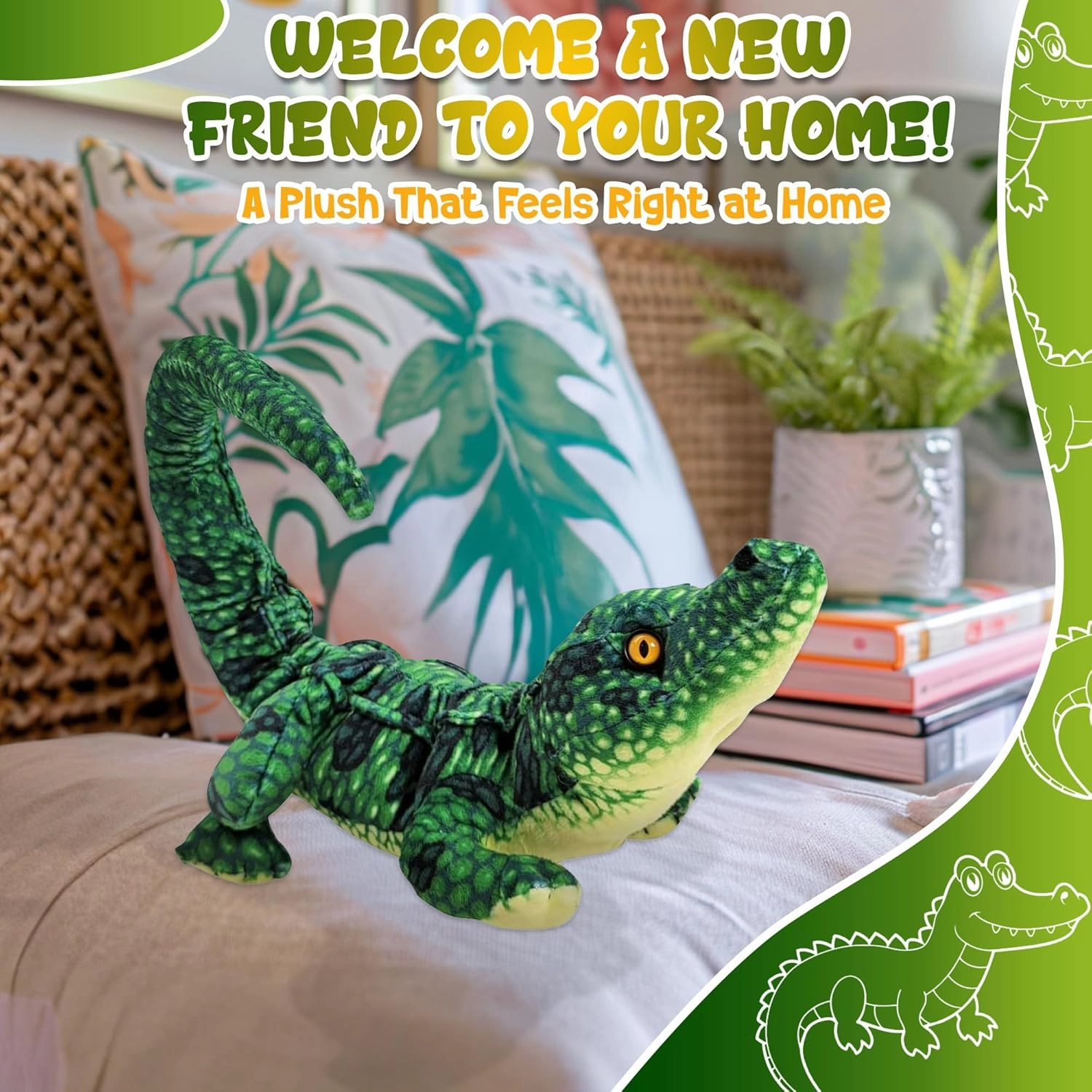 Forest & Twelfth 16" Stuffed Alligator Plush, Majestic Animal Collection Stuffed Animal, Premium Materials, Best Gift for Kids Age 3 , Nursery and Room Decor (16" Alligator)