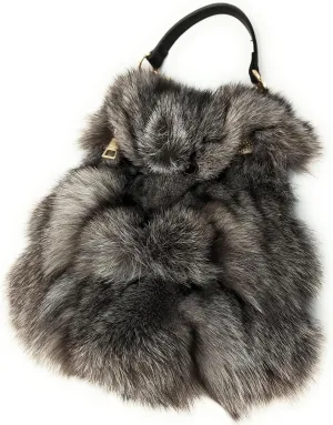 Fosrion Luxury Real Fox Fur Handbag Bag with Realistic Fox Head Detail