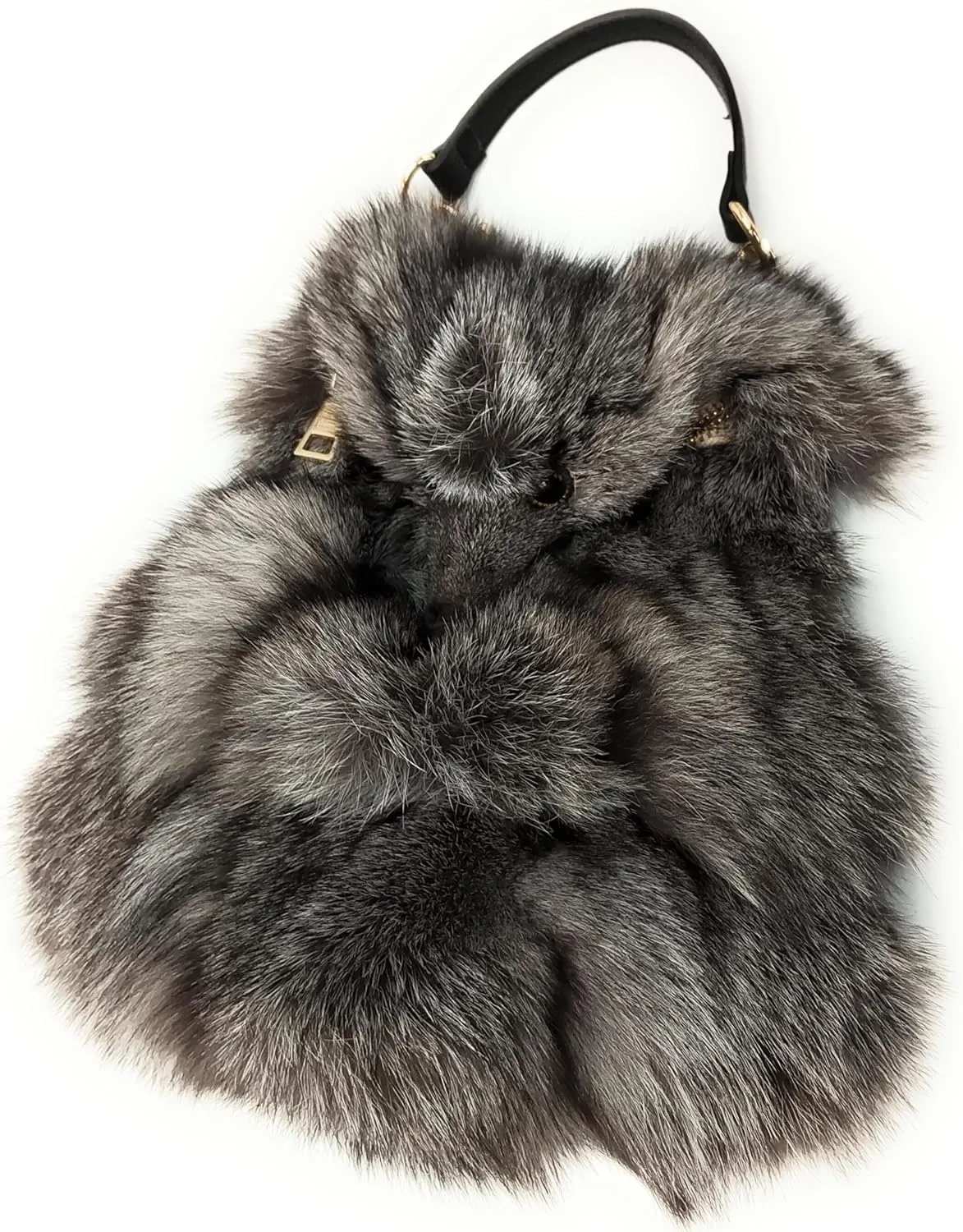 Fosrion Luxury Real Fox Fur Handbag Bag with Realistic Fox Head Detail