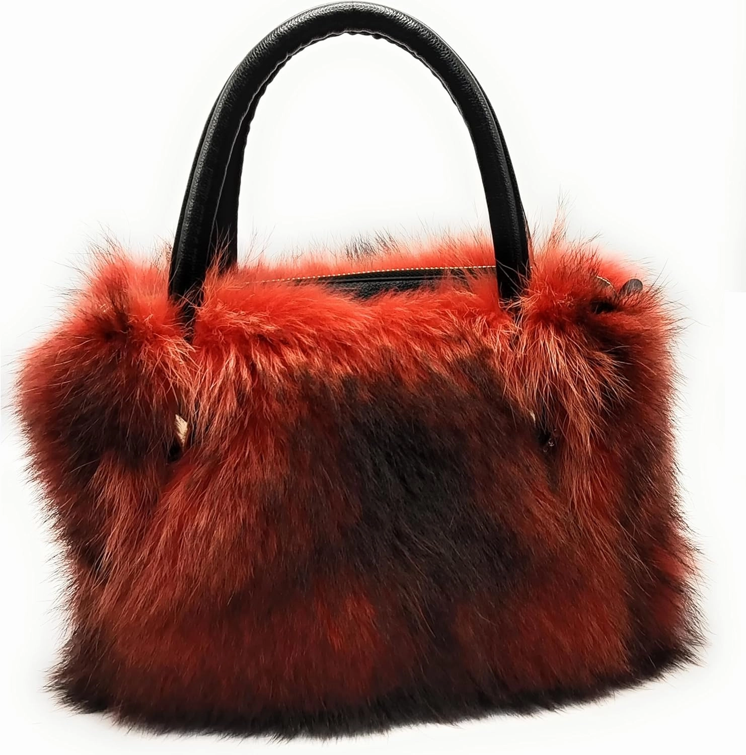 Fosrion Women's Genuine Fox Fur Handbag - Natural and Dyed Color Options, Premium Luxury Purse
