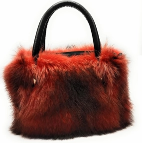 Fosrion Women's Genuine Fox Fur Handbag - Natural and Dyed Color Options, Premium Luxury Purse
