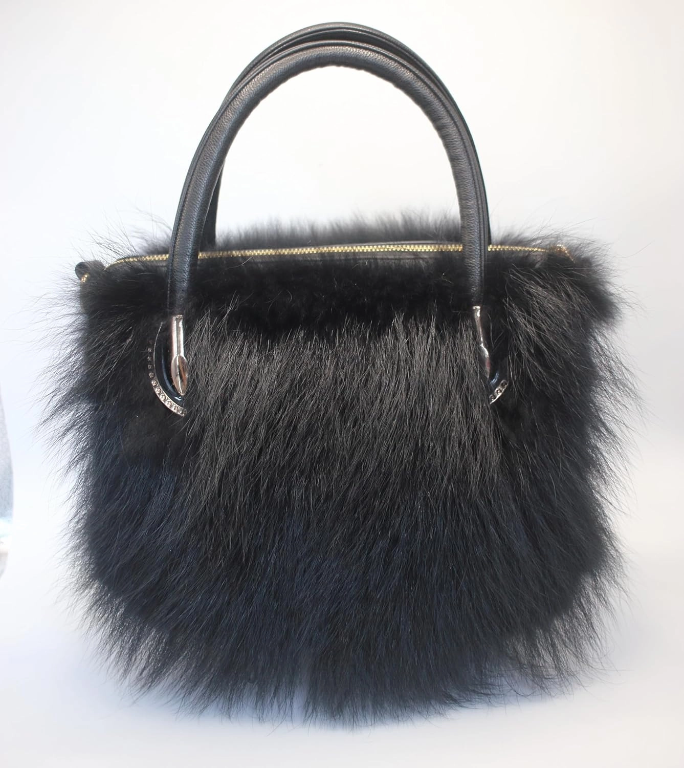 Fosrion Women's Genuine Fox Fur Handbag - Natural and Dyed Color Options, Premium Luxury Purse