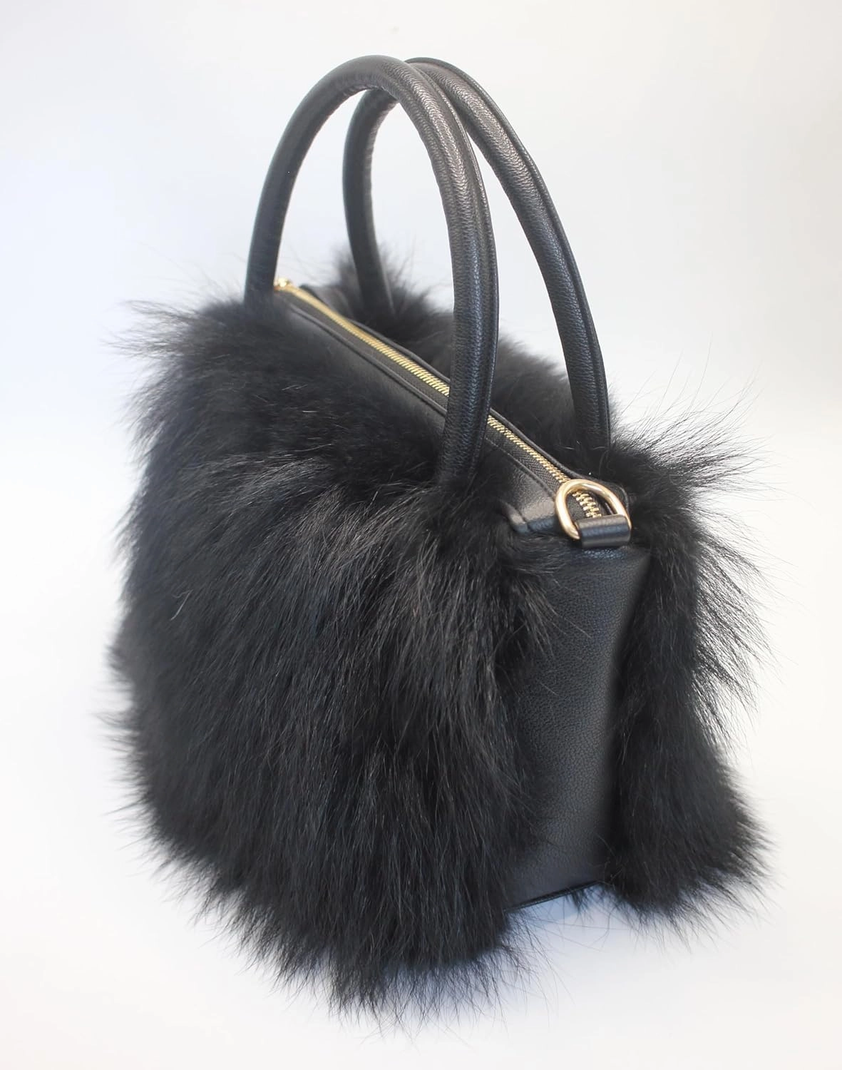 Fosrion Women's Genuine Fox Fur Handbag - Natural and Dyed Color Options, Premium Luxury Purse