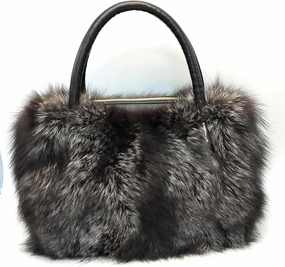 Fosrion Women's Genuine Fox Fur Handbag - Natural and Dyed Color Options, Premium Luxury Purse