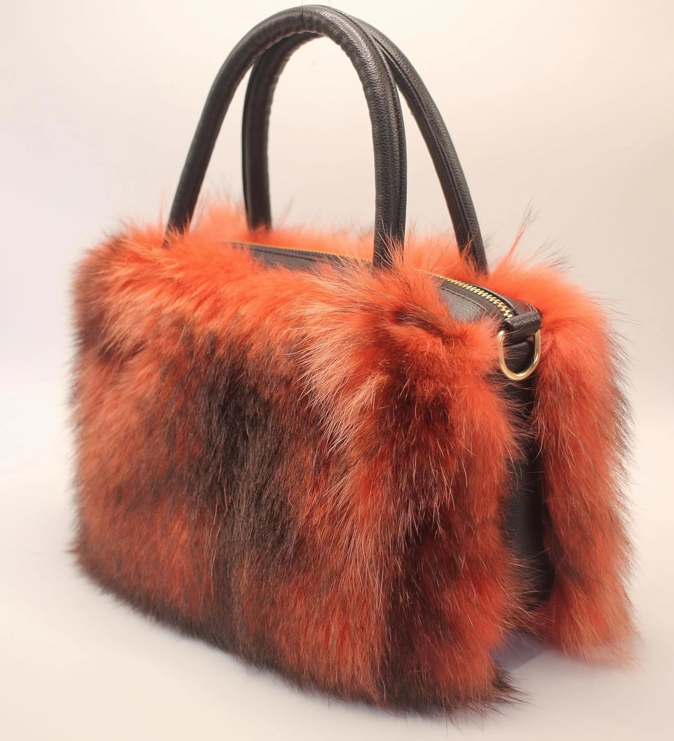 Fosrion Women's Genuine Fox Fur Handbag - Natural and Dyed Color Options, Premium Luxury Purse