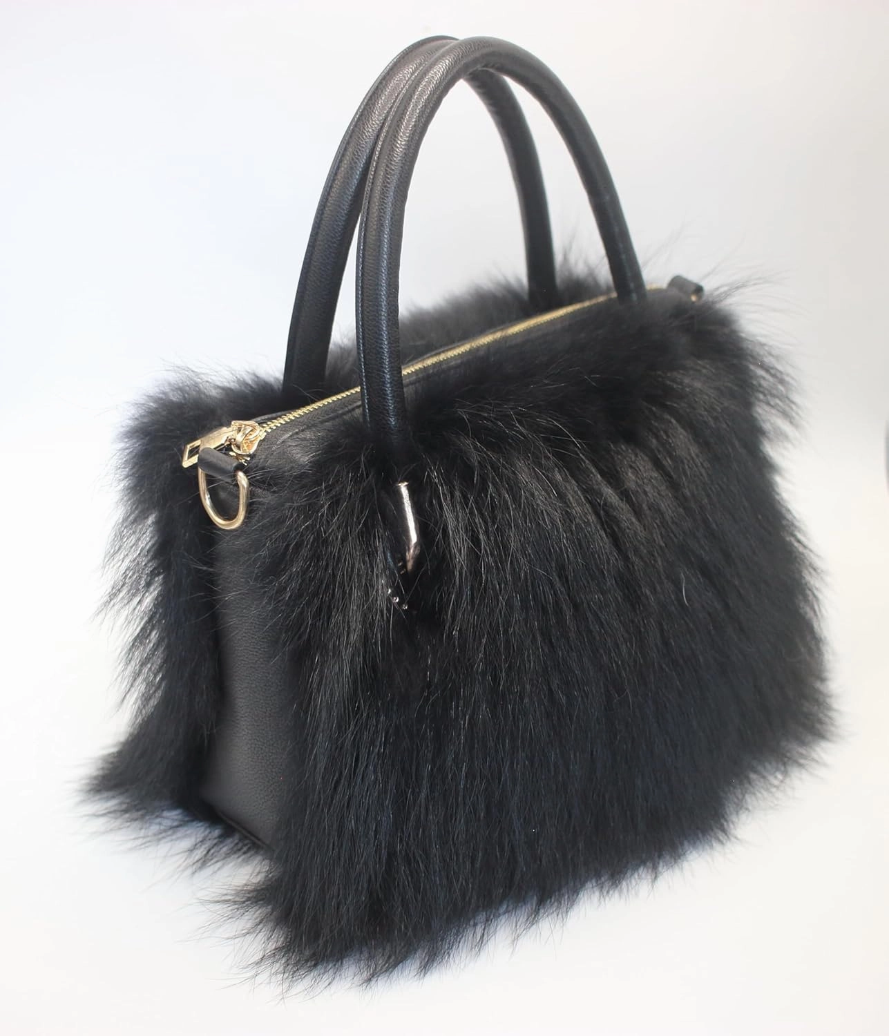 Fosrion Women's Genuine Fox Fur Handbag - Natural and Dyed Color Options, Premium Luxury Purse