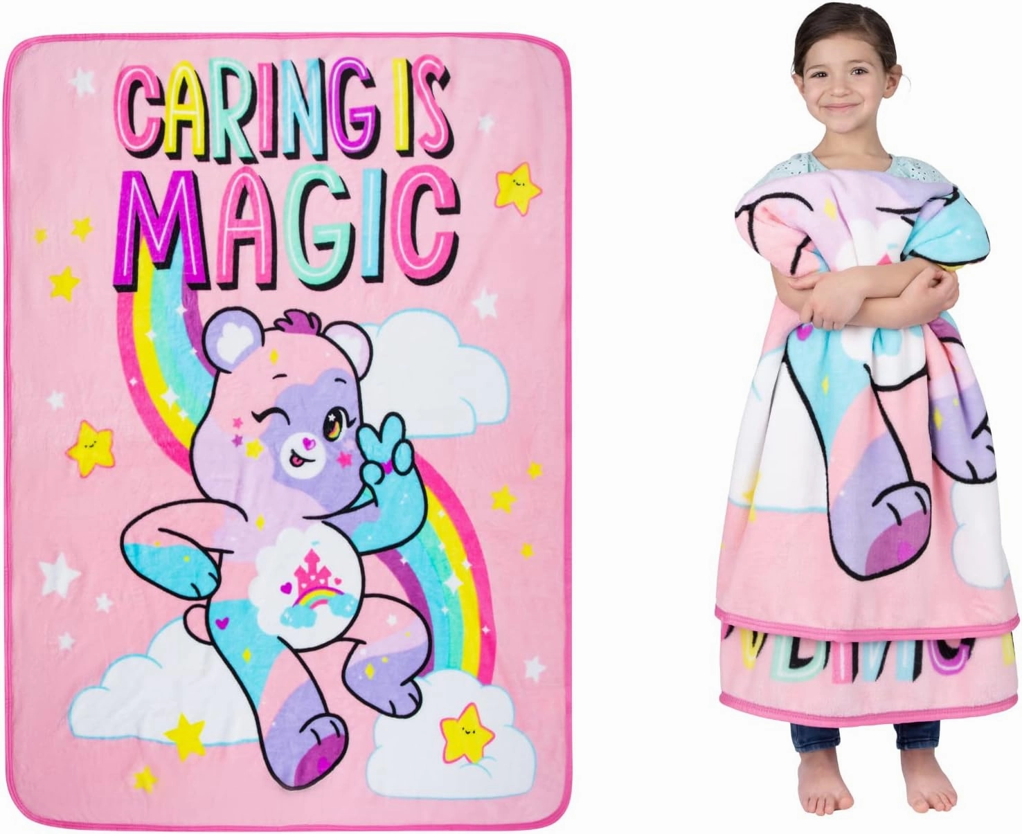 Franco Kids Bedding Super Soft Micro Raschel Throw, 46 in x 60 in, Care Bears