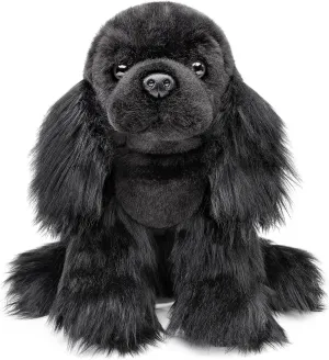 FRANKIEZHOU Realistic Cocker Spaniel Stuffed Animal-Black 10", Cocker Spaniel Gifts,Girl Toys,Gifts for Kids,Home Decor,Hugging Toy