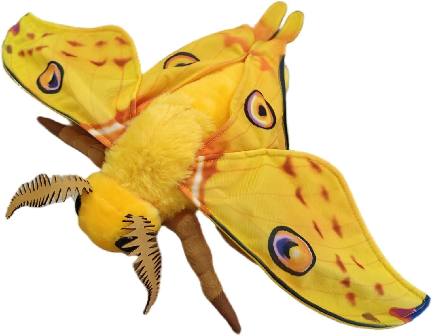 FRANKIEZHOU Simulation Luna Moth Stuffed Animal - Yellow 9.8 Inch,Long-Tailed Silk Moth Plush Toy, Soft Moth Stuffed Toy for Kids, Baby Gifts,Home Decor, Cuddle Toy