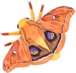 FRANKIEZHOU Simulation Polyphemus Moth Plush Animal - Orange 9.8 Inch,Soft Polyphemus Moth Plush Toyfor Kids, Girls Toy,Home Decor, Cuddle Toy