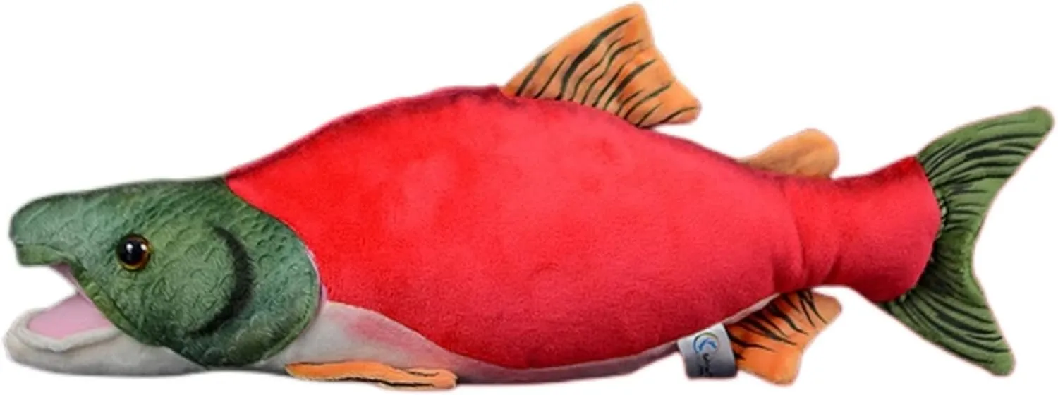 FRANKIEZHOU Simulation Sockeye Salmon Plush-Red 15",Soft Fish Stuffed Animal,Cuddly Toys,Children's Day Gifts for Kids,Girls Stuff