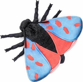 FRANKIEZHOU Lifelike Cinnabar Moth Stuffed Animal,Blue-Winged Cinnabar Moth Plush Toy 14",Gifts for Kids,Home Decor,Hugging Toy