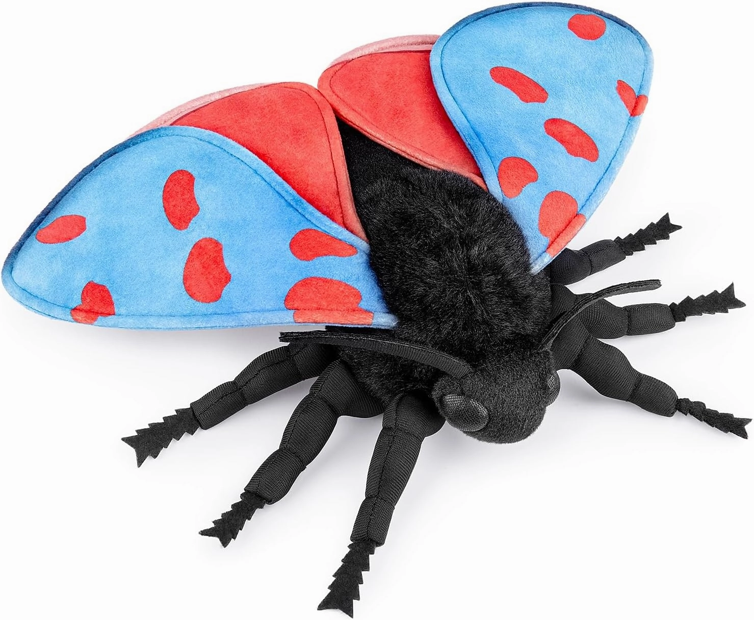 FRANKIEZHOU Lifelike Cinnabar Moth Stuffed Animal,Blue-Winged Cinnabar Moth Plush Toy 14",Gifts for Kids,Home Decor,Hugging Toy