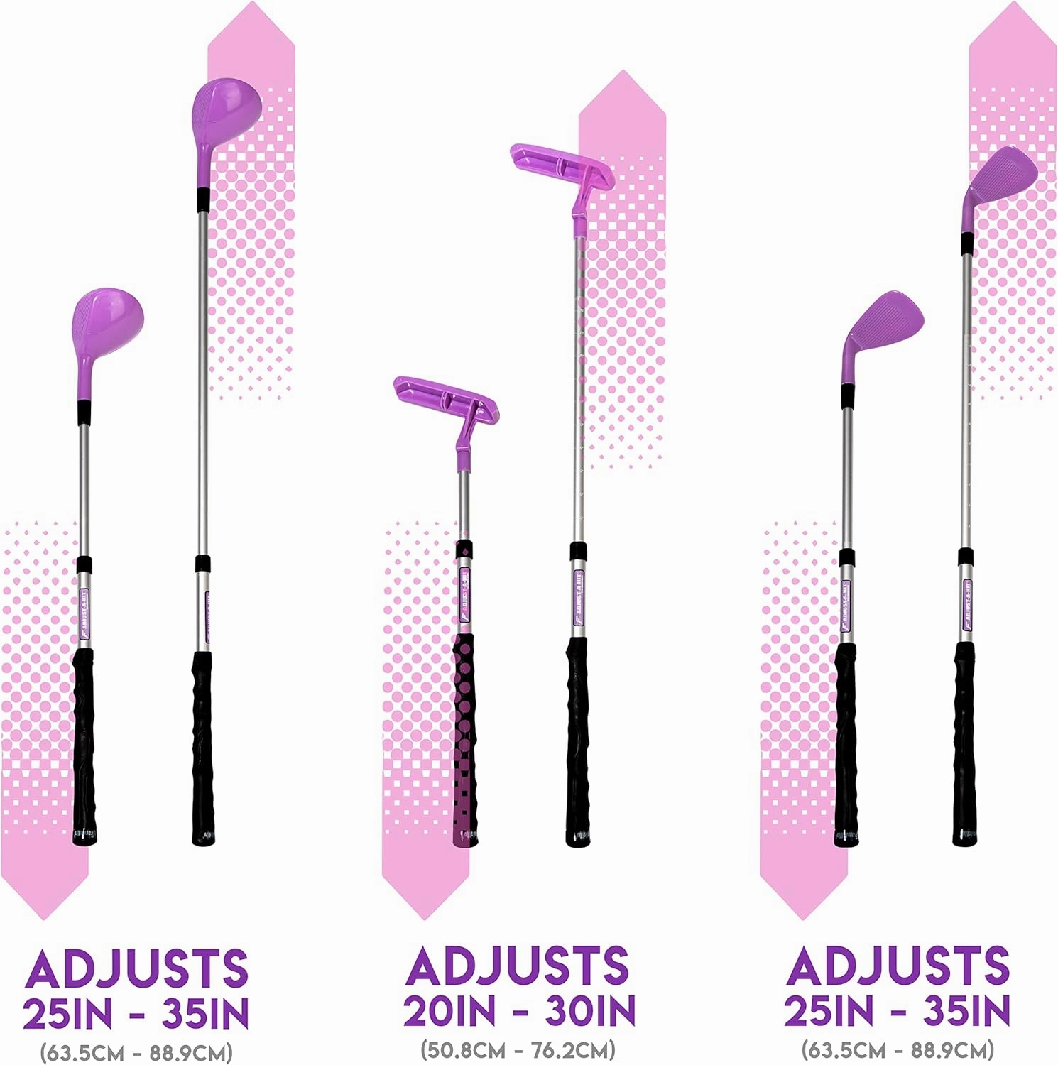 Franklin Sports Golf Set - Youth Adjustable Plastic Golf Club Set - Kids Golf Set with Bag & Balls - Adjustable Length Clubs For Toddlers - Pink