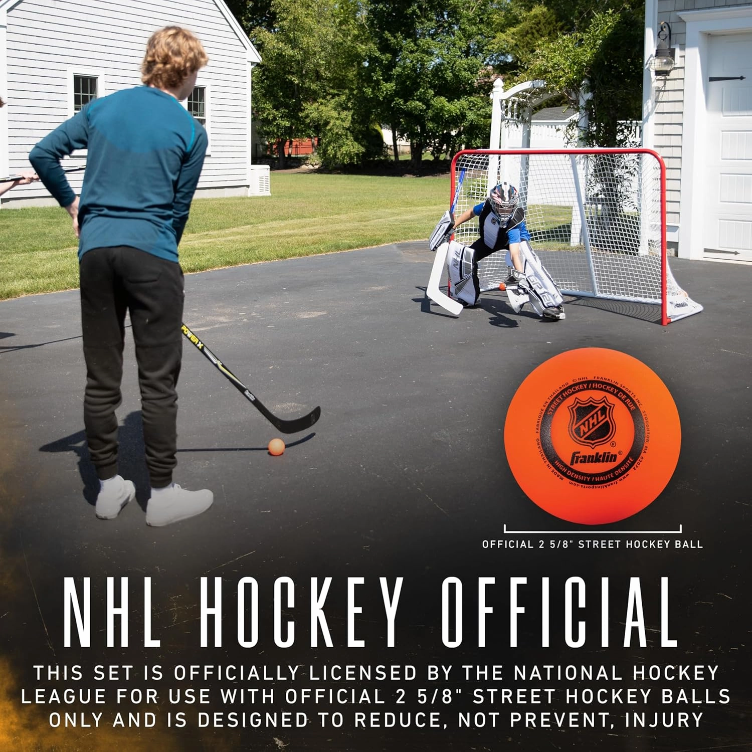 Franklin Sports NHL Kids Street Hockey Goalie Pads Set - Kids Hockey Training Equipment - Includes Block Pad, Catch Glove, and Goalie Pads