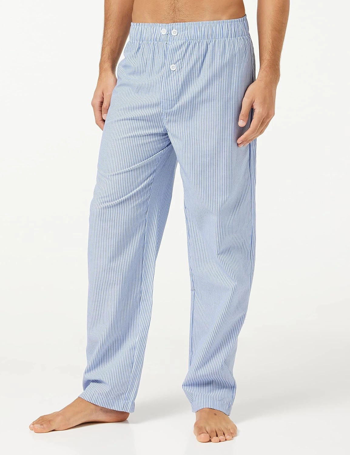 Fruit of the Loom mens Broadcloth Short Sleeve Top and Long Pants Pajama Set