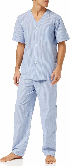Fruit of the Loom mens Broadcloth Short Sleeve Top and Long Pants Pajama Set