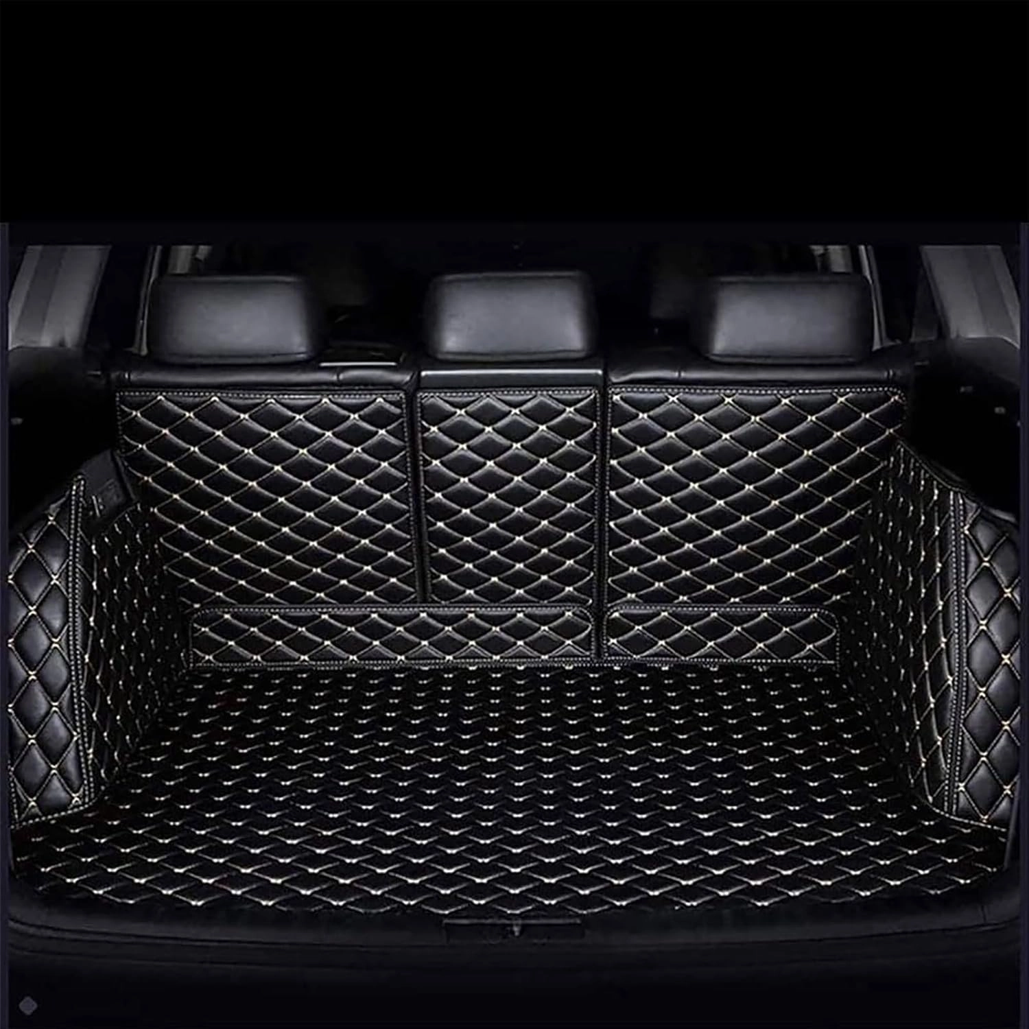 Full Coverag Car Trunk Mats for Genesis G80 EV Pure Electric 2023 2024, All Weather Leather Cargo Liner Carpet Interior Organizer, Interior Modification Accessories, B/Black-Beige