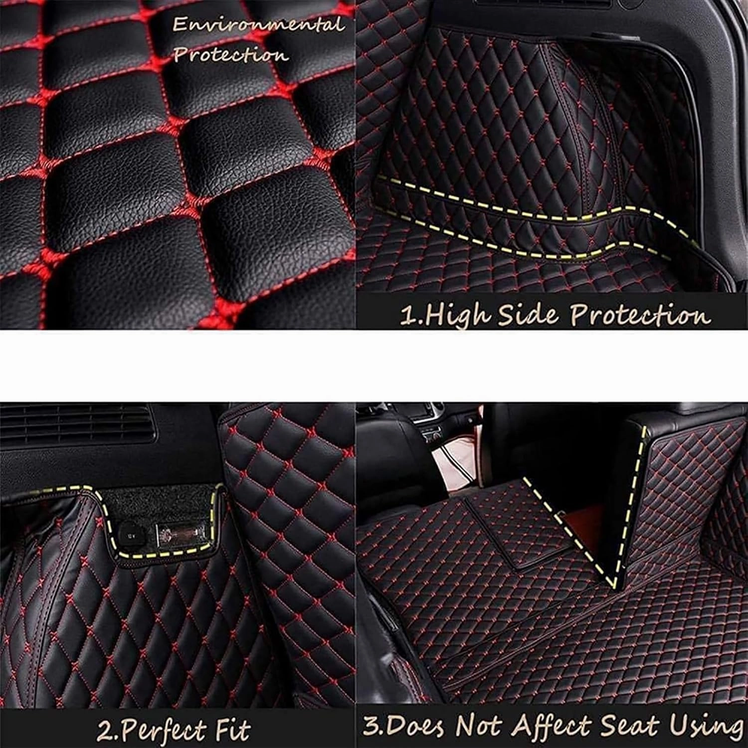Full Coverag Car Trunk Mats for Genesis G80 EV Pure Electric 2023 2024, All Weather Leather Cargo Liner Carpet Interior Organizer, Interior Modification Accessories, B/Black-Beige