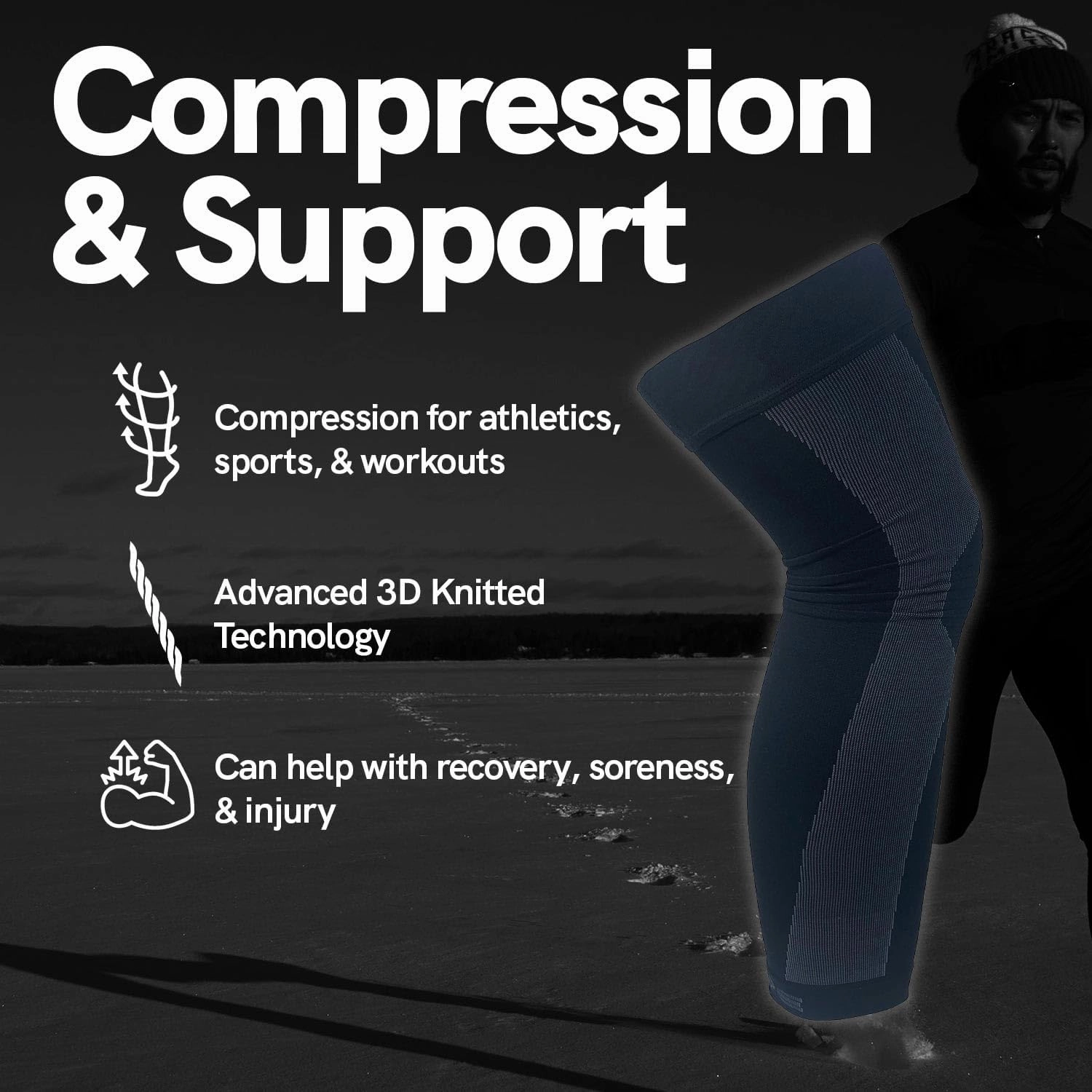 Full Leg Compression Sleeve - Hamstring, Knee Support and Recovery