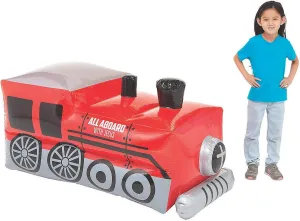 Fun Express Railroad Train Inflatable – Ideal for VBS Vacation Bible School Supplies – Fun Party Decoration Interactive Toy Kids Easy Inflate – Vibrant Colors Photos Inflated Size 24" x 12" – 1 Piece