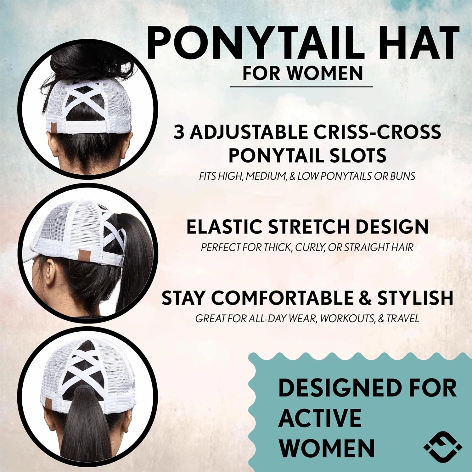 Funky Junque Women's Distressed Ponytail Mesh Trucker Cap - Criss Cross Elastic Bands