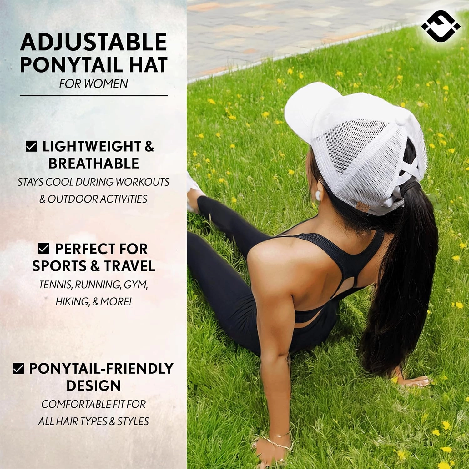 Funky Junque Women's Distressed Ponytail Mesh Trucker Cap - Criss Cross Elastic Bands
