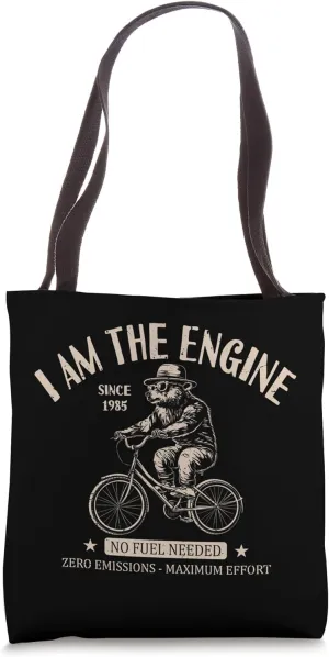 Funny I Am The Engine Bicycle Bear | Bike Lover Tote Bag