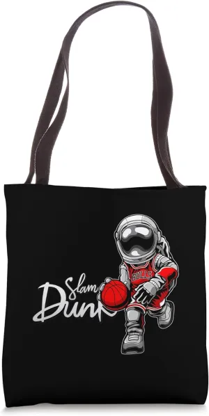Funny Teddy Spaceman Slam Dunk, Teddy Spaceman Basketball Tote Bag