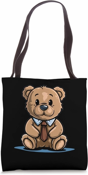 Funny bureau Bear with Tie for Teddy Bears Lovers Tote Bag