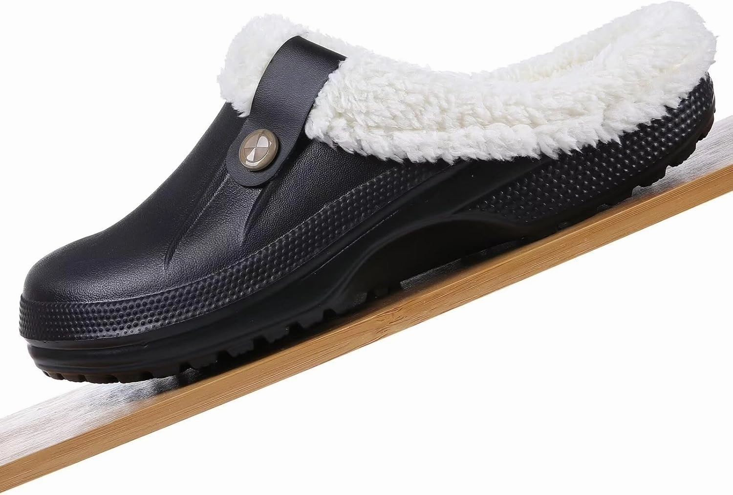 Fur Lined Clogs Waterproof Slippers Fleece Lined Clogs for Women Men Fuzzy Winter Warm Indoor Outdoor Shoes