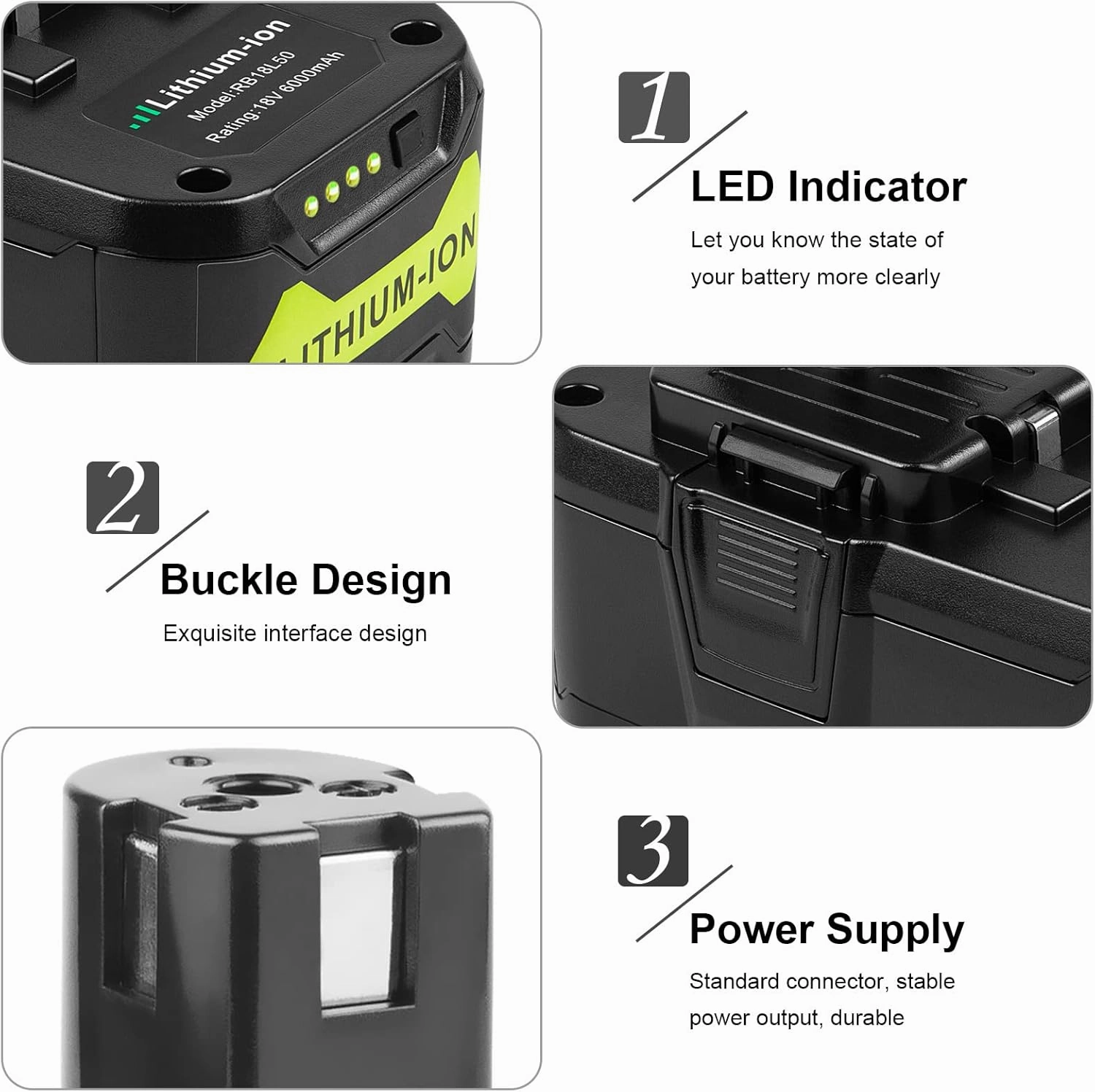 Futurebatt [1Pack] 6.0 AH! High Capacity 18V Replacement Battery for Ryobi P102 P103 P104 P105 P107 P108 P109 P122 for Ryobi ONE  18-Volt Tools Battery