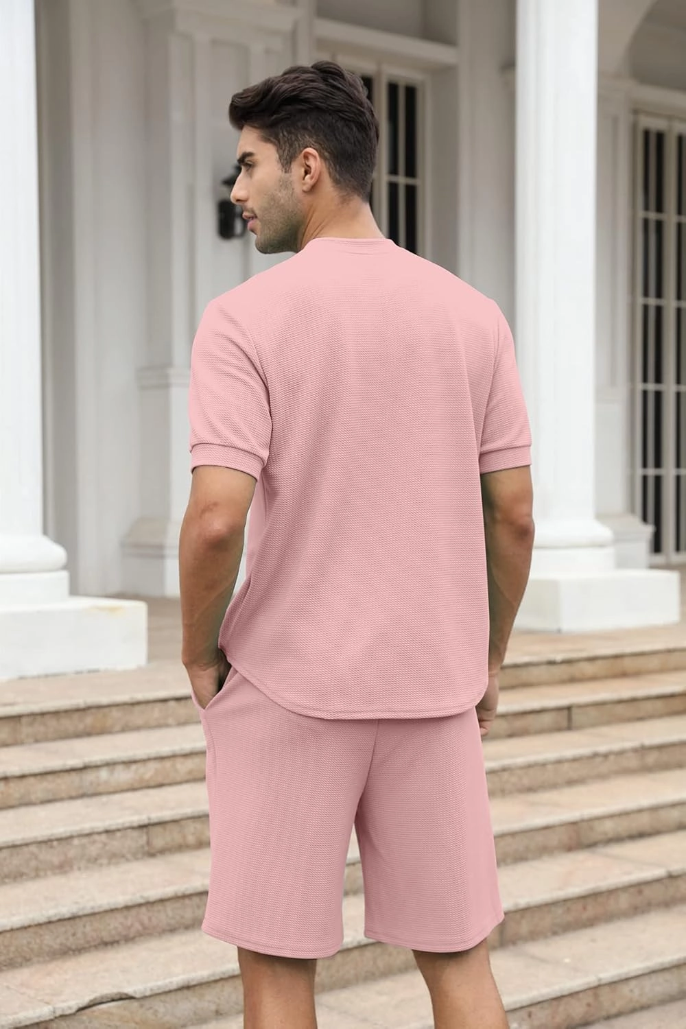FZNHQL Fashion Men's Tracksuits 2 Piece Casual Athletic Jogging Outfits Short/Long Sleeve Track Suits for Men Set