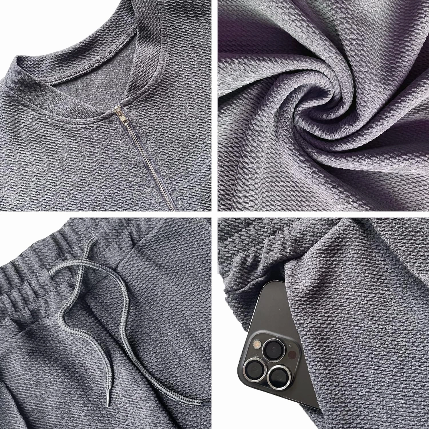 FZNHQL Fashion Men's Tracksuits 2 Piece Casual Athletic Jogging Outfits Short/Long Sleeve Track Suits for Men Set