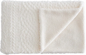 G.H. Bass Cable Knit Sherpa Fleece Throw Blanket for Couch, Sofa, Bed Soft, Cozy, 50 x 60, Ivory