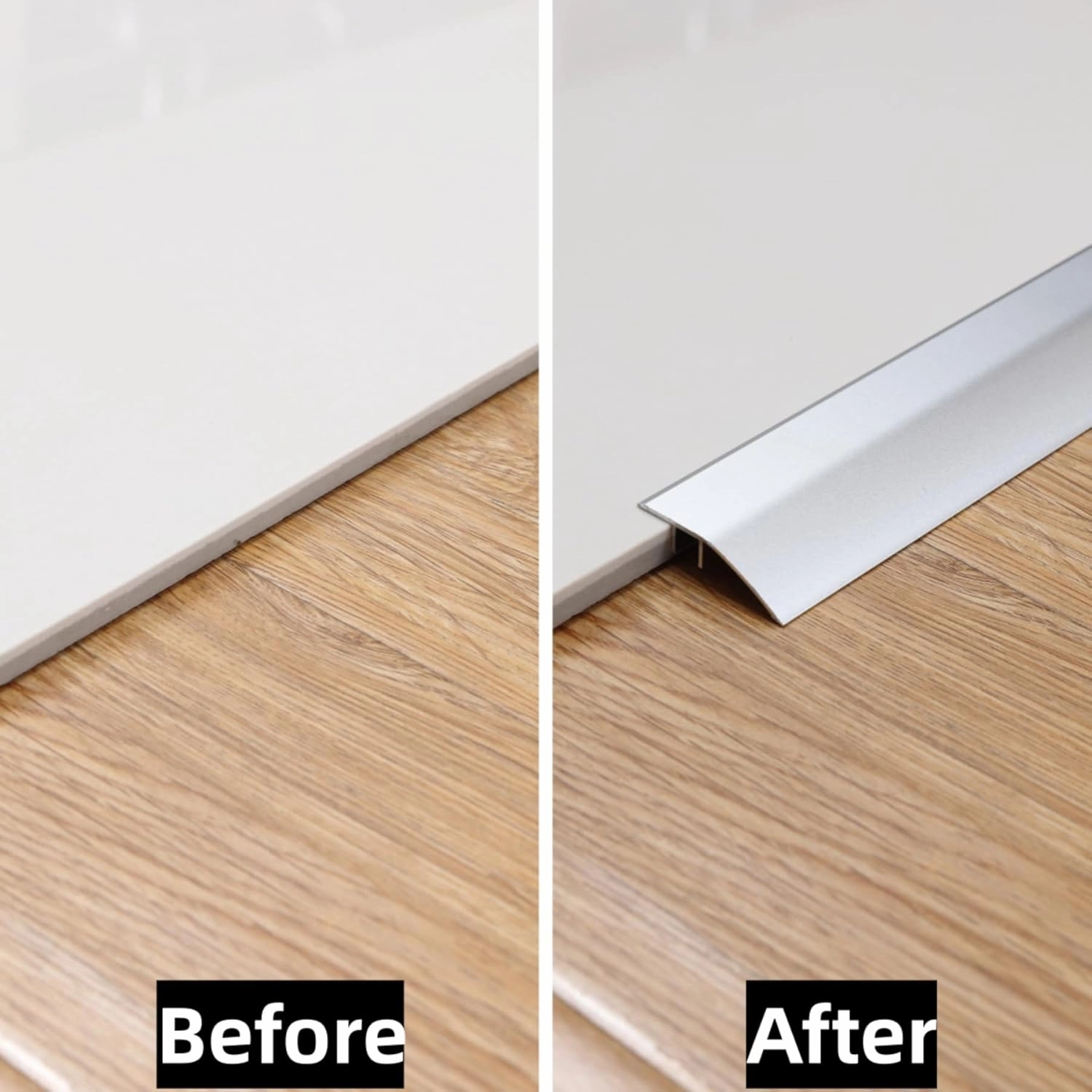 Gaahing Aluminum Floor Transition Threshold Strip, Bridge The Height Gap Between 0.2 to 0.5 inches for Doorway Ramp Tiles Laminate Planks (35.4in x 1.7in, Matte Silver)