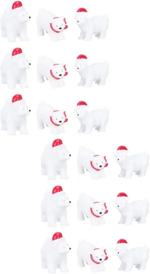Garneck 2sets Christmas Resin Crafts Decorative Mini Bear Ornament Desktop Christmas Village Accessory 9pcs*2 Random Style
