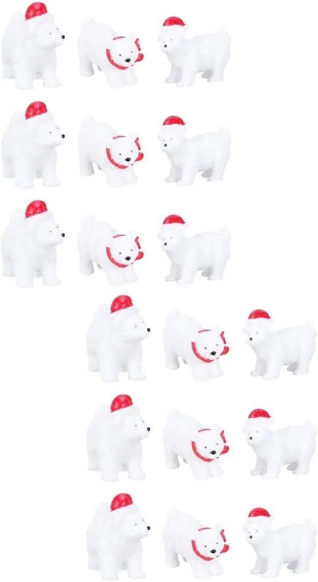 Garneck 2sets Christmas Resin Crafts Decorative Mini Bear Ornament Desktop Christmas Village Accessory 9pcs*2 Random Style