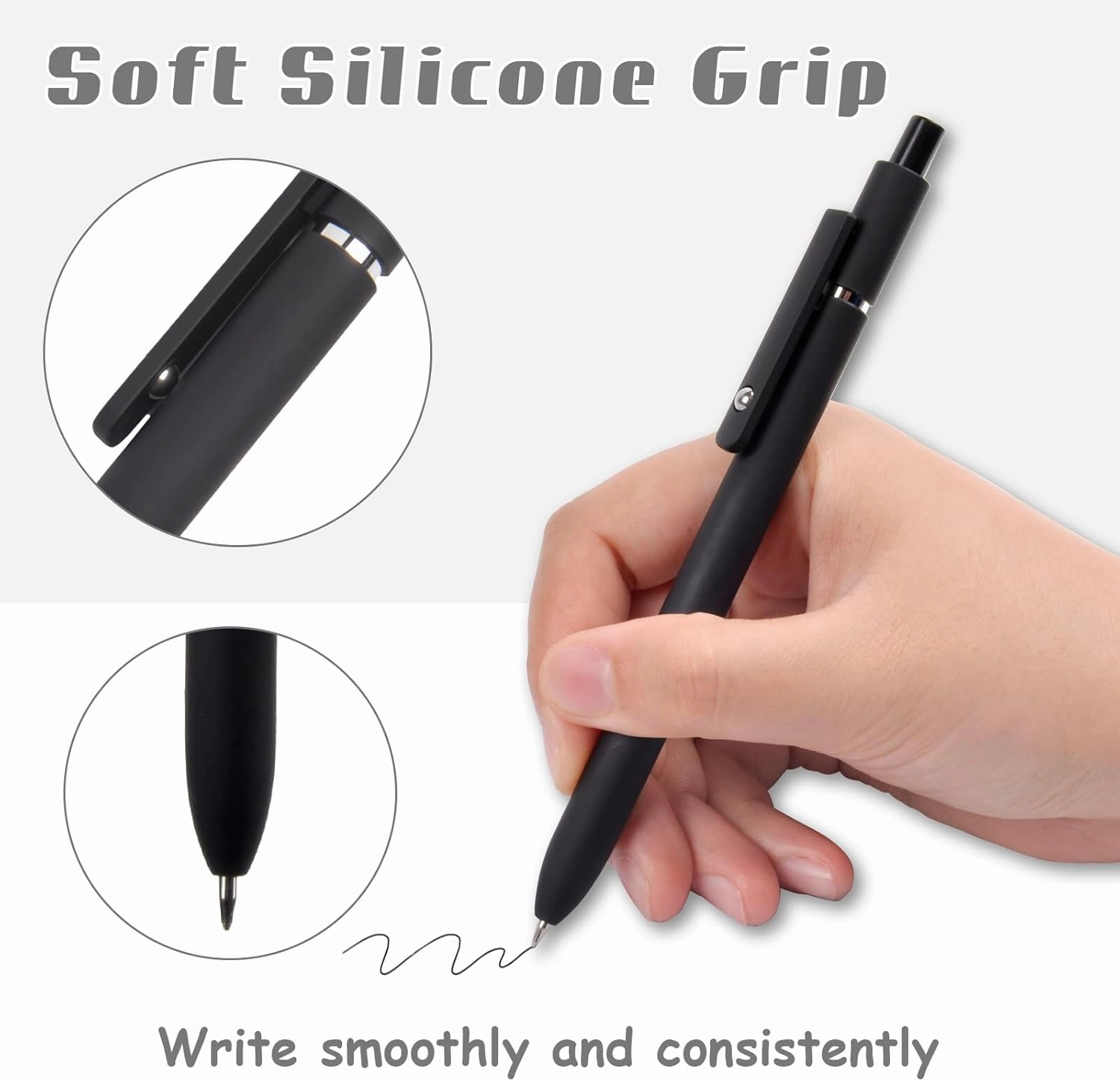 Gel Pens School Office Supplies - 6 Pcs 0.7mm Cute Ink Ballpoint with 10 Refills, Black White Fine Point Pen, Desk Accessories for Women College Teacher, Pastel Smooth Writing Pen for Journaling Gift