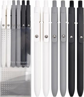 Gel Pens School Office Supplies - 6 Pcs 0.7mm Cute Ink Ballpoint with 10 Refills, Black White Fine Point Pen, Desk Accessories for Women College Teacher, Pastel Smooth Writing Pen for Journaling Gift